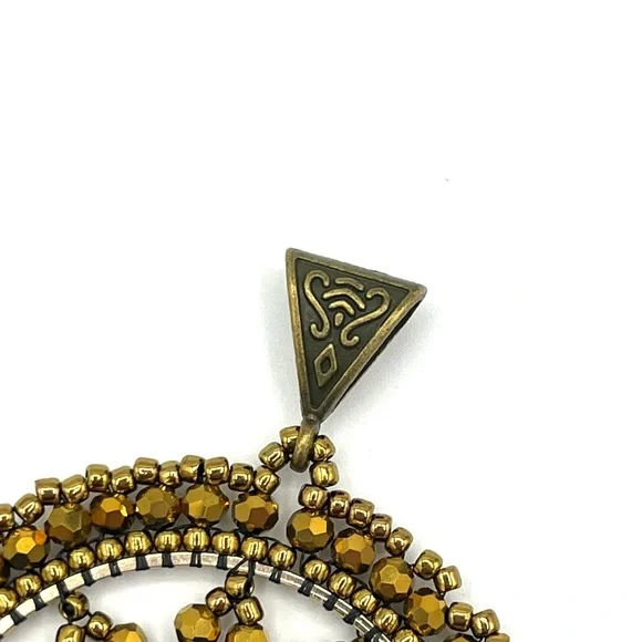 HAND CRAFTED Statement Pendant with Bronze Gold and Purple - Picture 8 of 11